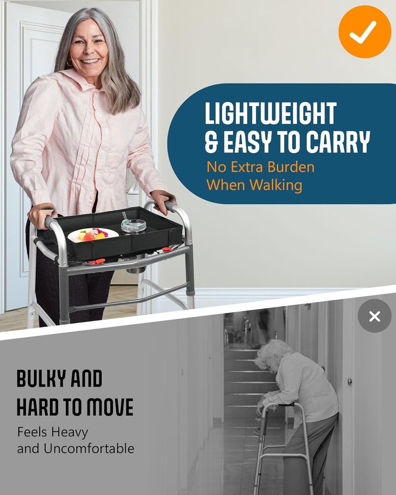 FANGSUN Walker Tray with Cup Holder, Lightweight Detachable Mobility and Walker Accessories Table for Senior, Rollator Tray for Rolling Folding Rollator, Easy Assembly - Image 2